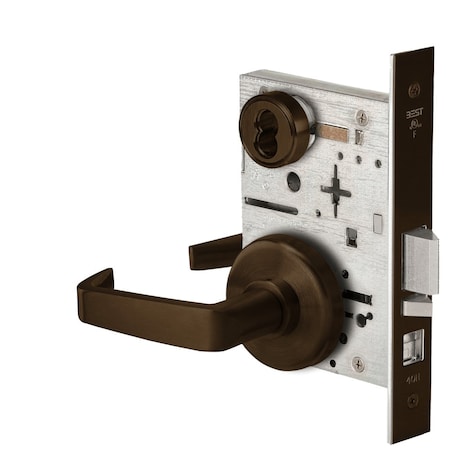 Grade 1 Office Mortise Lock, 15 Lever, H Rose, SFIC Housing Less Core, Oil-Rubbed Bronze Finish, Fie